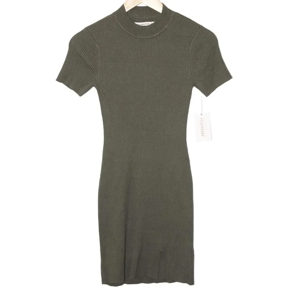 Womens Abercrombie & Fitch Green Knit Crew Neck Maxi Sweater Dress Size XS